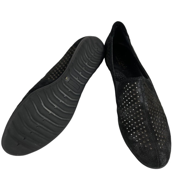 Sesto Meucci Black Suede SlipOn 9 Narrow Hovercraft Sole Silver Punched Leather - Picture 3 of 16